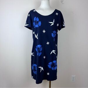 Vintage M Mar Dress Womens Medium 90s Y2K Floral Mini Tropical Island USA Blue